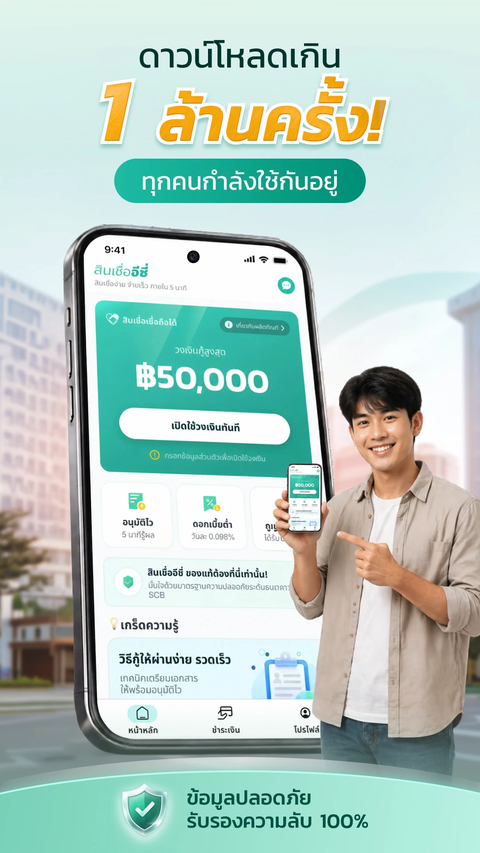 หน้าจอแอป สินเชื่ออีซี่ - วงเงินสูงสุด 50,000 บาท